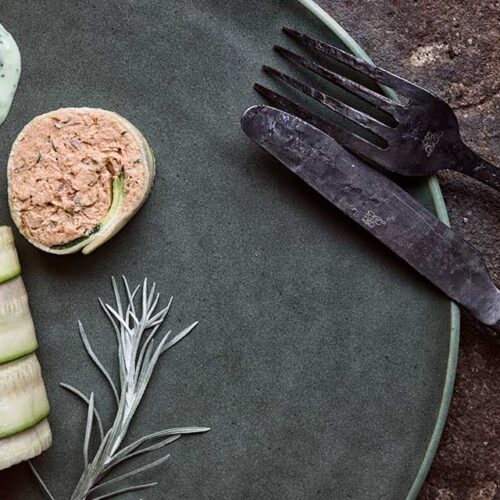 Cannoli with courgette and mackerel