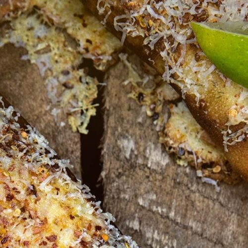 Cheese pancakes with mackerel