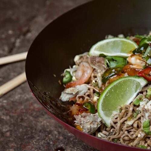 Rye noodles, mackerel and sweet  chili